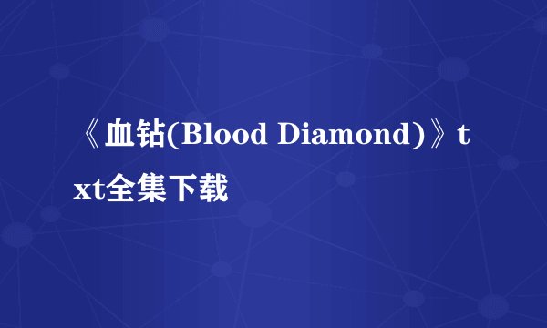 《血钻(Blood Diamond)》txt全集下载