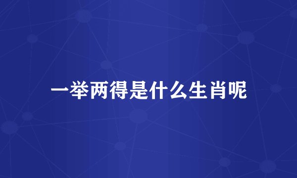 一举两得是什么生肖呢