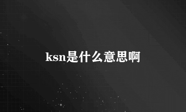 ksn是什么意思啊