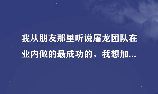 我从朋友那里听说屠龙团队在业内做的最成功的，我想加入，但是不放心，想听听大家的意见。