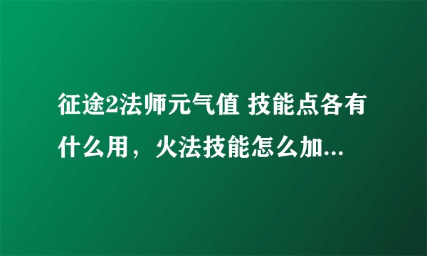 征途2法师元气值 技能点各有什么用，火法技能怎么加点比较好？详细点哈 刚玩