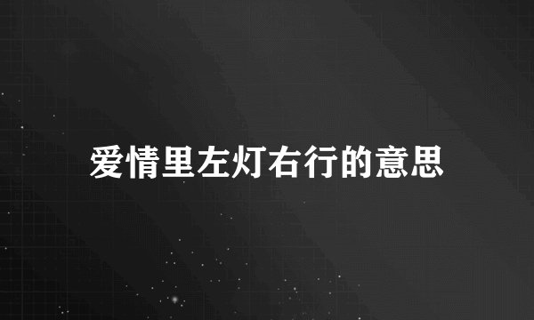 爱情里左灯右行的意思