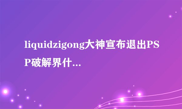 liquidzigong大神宣布退出PSP破解界什么真的吗？