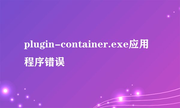 plugin-container.exe应用程序错误