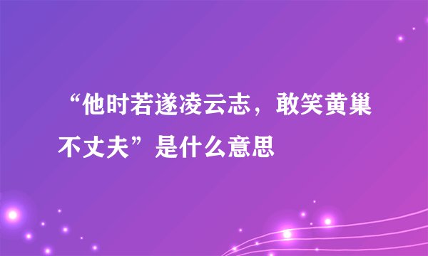 “他时若遂凌云志，敢笑黄巢不丈夫”是什么意思
