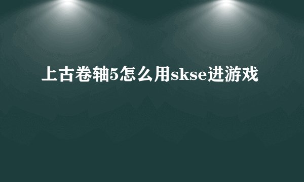 上古卷轴5怎么用skse进游戏