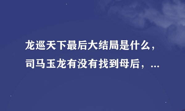 龙巡天下最后大结局是什么，司马玉龙有没有找到母后，五味知道玉龙的真实身份了吗？