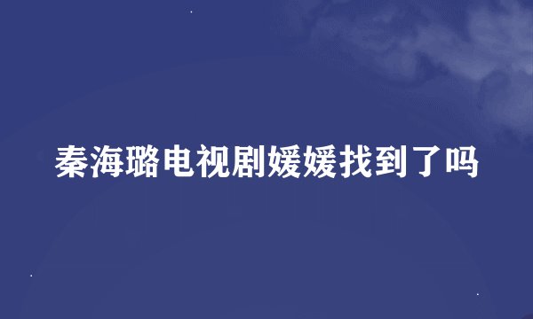 秦海璐电视剧媛媛找到了吗