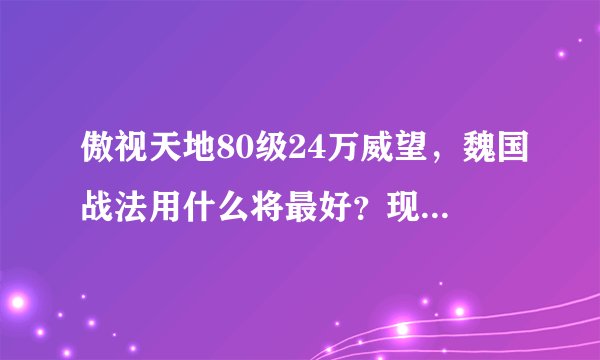 傲视天地80级24万威望，魏国战法用什么将最好？现在过了吕布，在打蜀国，可是死活过不去了