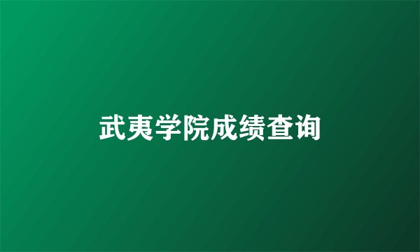 武夷学院成绩查询