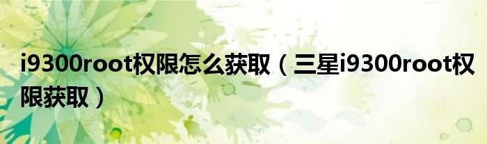 i9300root权限怎么获取三星i9300root权限获取