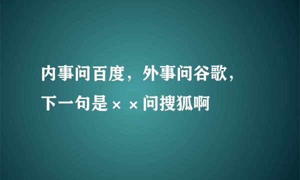 内事问百度，外事问谷歌， 下一句是××问搜狐啊