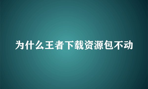 为什么王者下载资源包不动