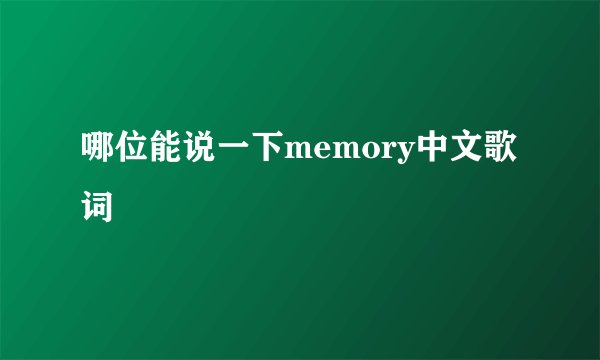 哪位能说一下memory中文歌词