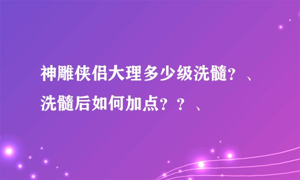 神雕侠侣大理多少级洗髓？、洗髓后如何加点？？、
