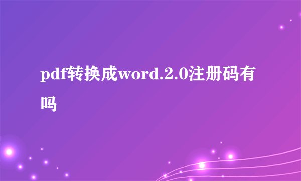 pdf转换成word.2.0注册码有吗