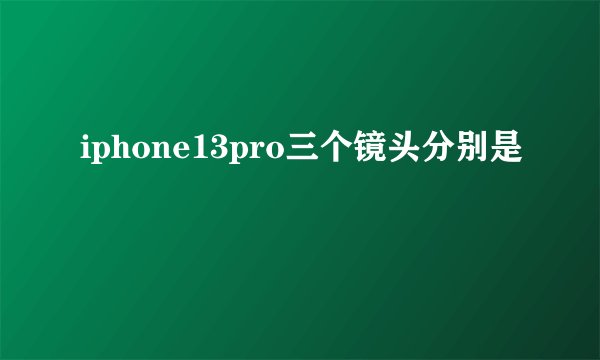 iphone13pro三个镜头分别是