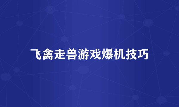 飞禽走兽游戏爆机技巧