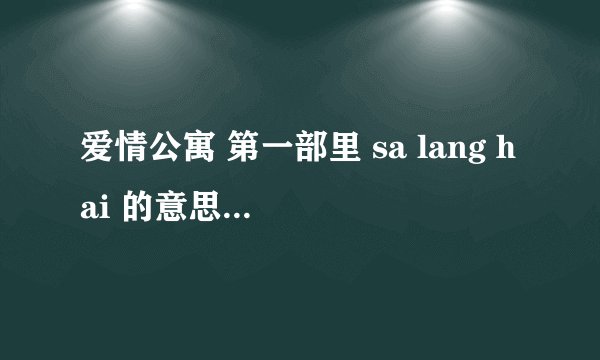 爱情公寓 第一部里 sa lang hai 的意思，子桥说是我爱你，想问一下真实的含义！！不然总稀里糊涂的！！！