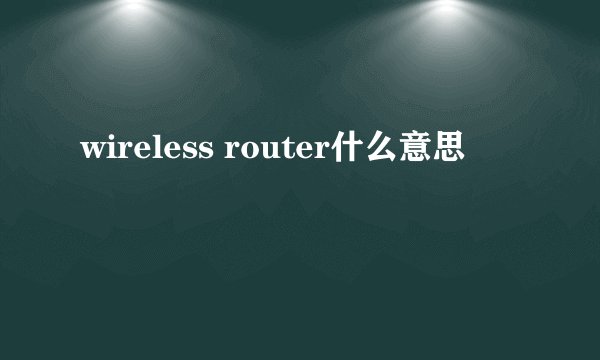 wireless router什么意思