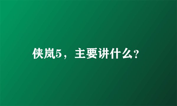 侠岚5，主要讲什么？