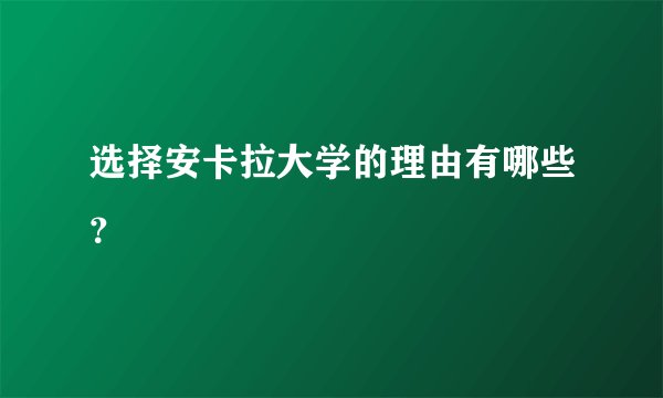 选择安卡拉大学的理由有哪些？