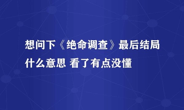 想问下《绝命调查》最后结局什么意思 看了有点没懂