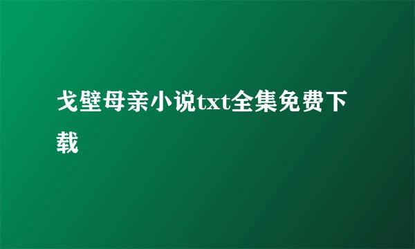 戈壁母亲小说txt全集免费下载