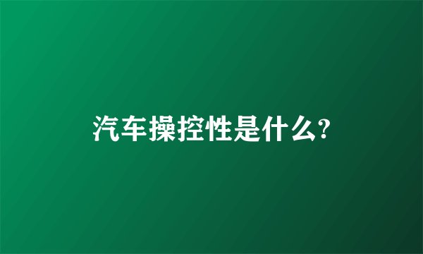 汽车操控性是什么?