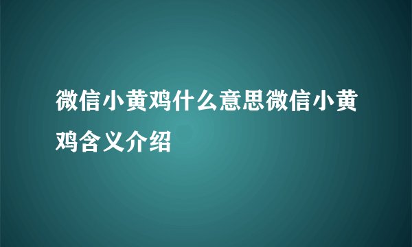 微信小黄鸡什么意思微信小黄鸡含义介绍