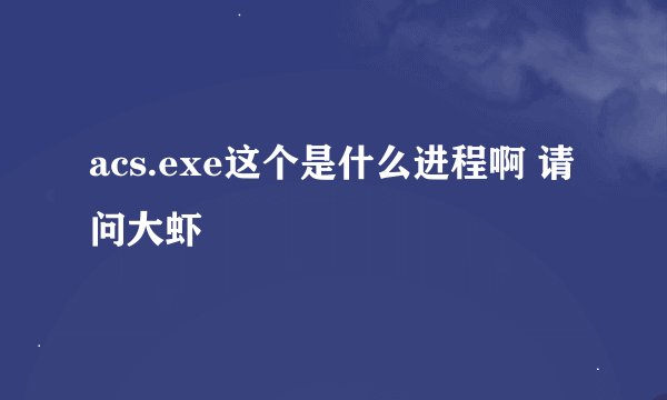 acs.exe这个是什么进程啊 请问大虾