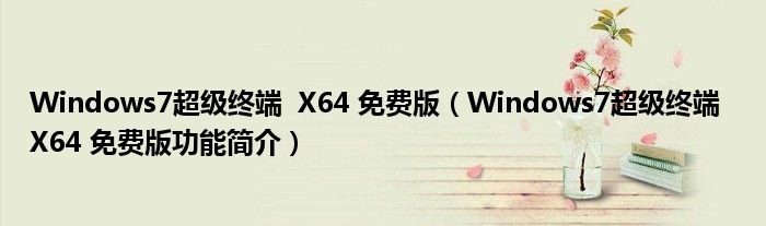 Windows7超级终端X64免费版Windows7超级终端X64免费版功能简介