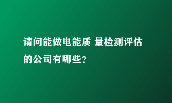 请问能做电能质 量检测评估的公司有哪些？