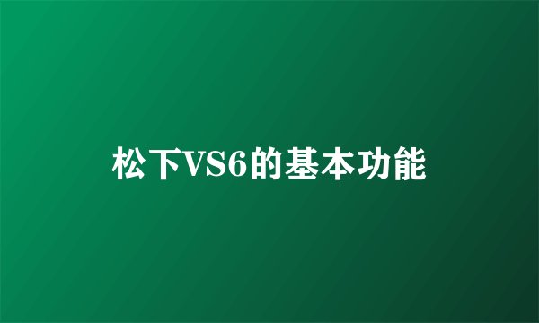 松下VS6的基本功能