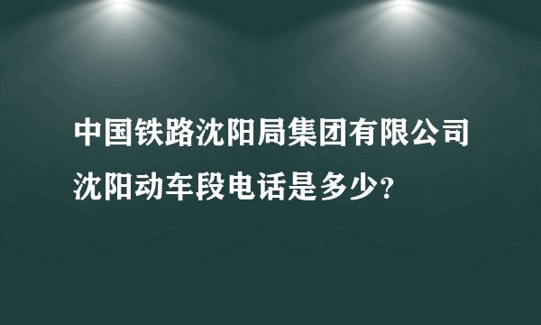 中国铁路沈阳局集团有限公司沈阳动车段电话是多少？
