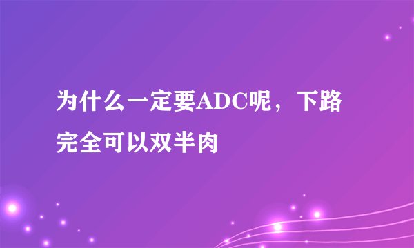为什么一定要ADC呢，下路完全可以双半肉