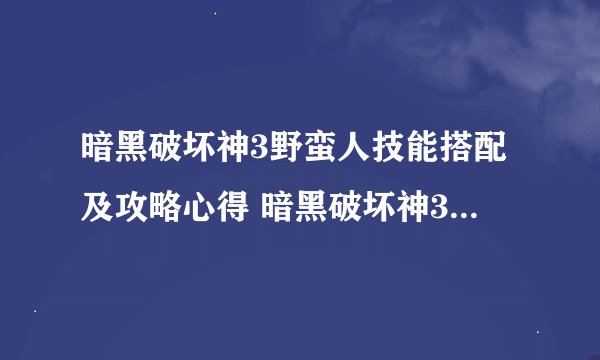 暗黑破坏神3野蛮人技能搭配及攻略心得 暗黑破坏神3野蛮人技能该怎么搭配