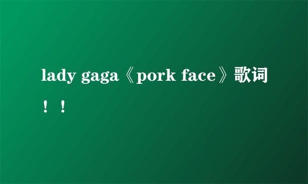 lady gaga《pork face》歌词！！