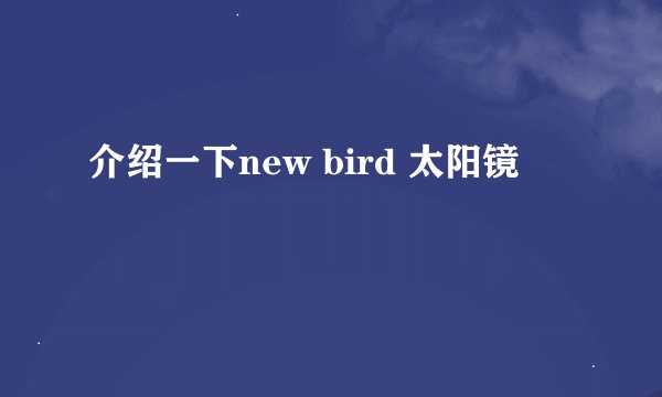 介绍一下new bird 太阳镜