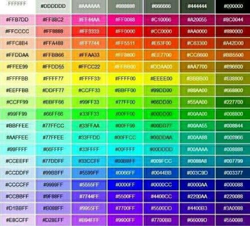 白色背景的代码是#ffffff ,那其他颜色的代码是什么？