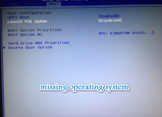 missing operating system是什么意思？