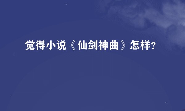 觉得小说《仙剑神曲》怎样？