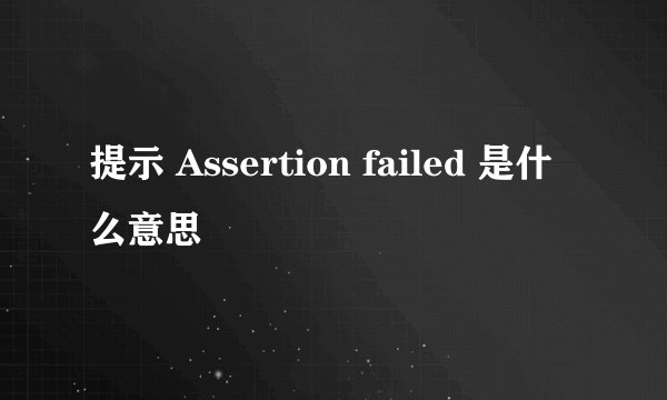 提示 Assertion failed 是什么意思