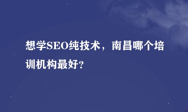 想学SEO纯技术，南昌哪个培训机构最好？
