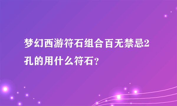 梦幻西游符石组合百无禁忌2孔的用什么符石？