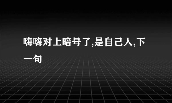 嗨嗨对上暗号了,是自己人,下一句