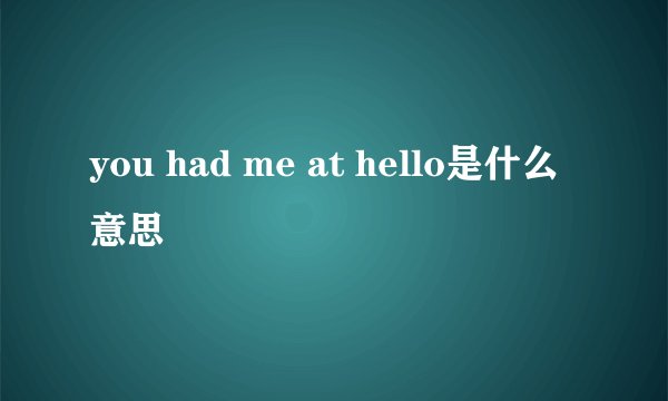 you had me at hello是什么意思