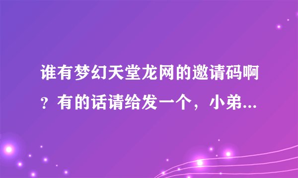 谁有梦幻天堂龙网的邀请码啊？有的话请给发一个，小弟感激不尽。