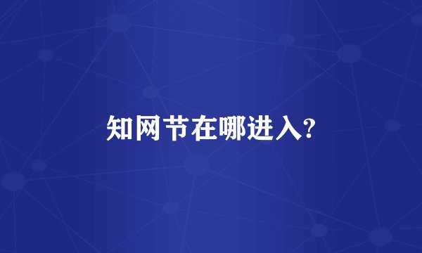 知网节在哪进入?