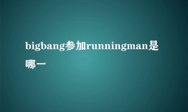 bigbang参加runningman是哪一